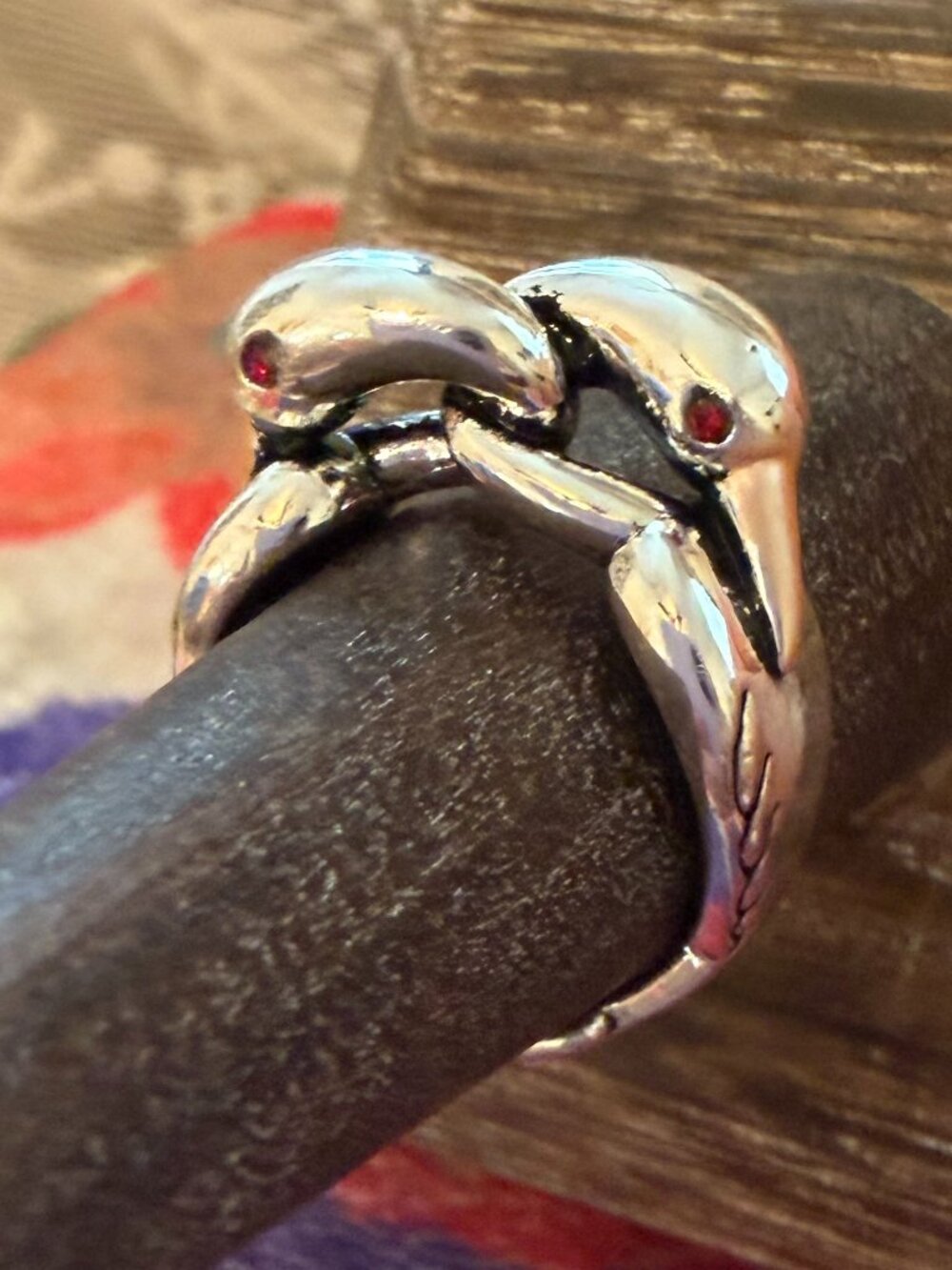 Sundance Silver Snake Ring Red Stone Eyes